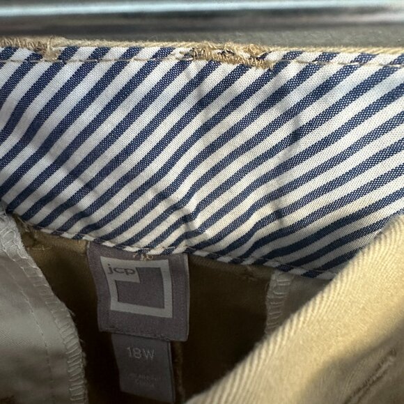 JCP Khaki Cotton Shorts Womens Plus Size 18W Tan Classic NWT - Picture 3 of 6